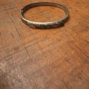 Sterling Silver 925 Bracelet Marked Taxco With Albalone Inlay